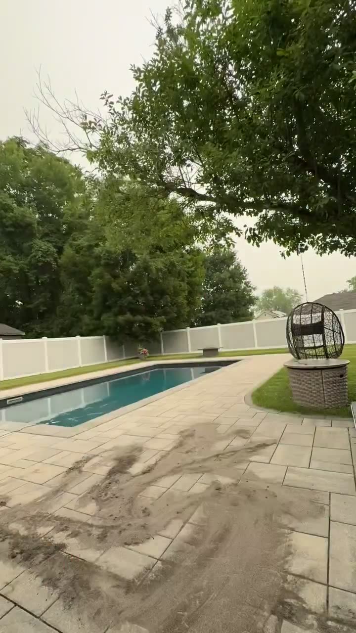 Surface cleaning a pool patio